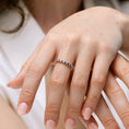 Princess Lab-Grown Blue Sapphire and Moissanite Semi Eternity Wedding Band