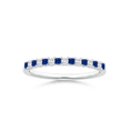 Princess Lab-Grown Blue Sapphire and Moissanite Semi Eternity Wedding Band