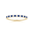 Princess Lab-Grown Blue Sapphire and Moissanite Semi Eternity Wedding Band