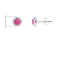 Lab-Grown Pink Sapphire with Moissanite Halo Stud Earrings