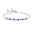 Lab Sapphire and Moissanite Criss-Cross Bolo Bracelet