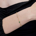 Lab-created Emerald and Moissanite Bezel Chain Bracelet