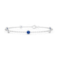 Lab-created Blue Sapphire and Moissanite Bezel Chain Bracelet