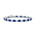 Classic Lab-created Blue Sapphire with Moissanite Accents Alternating Tennis Bracelet