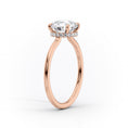 Low Profile Oval Lab-Grown Diamond Solitaire Hidden Halo Engagement Ring