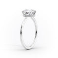 Low Profile Oval Lab-Grown Diamond Solitaire Hidden Halo Engagement Ring