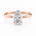 Low Profile Oval Lab-Grown Diamond Solitaire Hidden Halo Engagement Ring