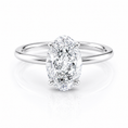 Low Profile Oval Lab-Grown Diamond Solitaire Hidden Halo Engagement Ring