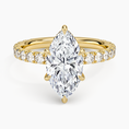 Marquise Cut French Pavé Moissanite Engagement Ring with Hidden Halo