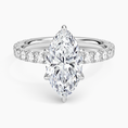 Marquise Cut French Pavé Moissanite Engagement Ring with Hidden Halo