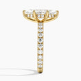 Marquise Cut Three-Quarter Pavé Band Moissanite Engagement Ring with Hidden Halo