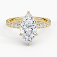 Marquise Cut Three-Quarter Pavé Band Moissanite Engagement Ring with Hidden Halo