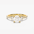 Load image into Gallery viewer, Micropavé Three-Stone Round Moissanite Engagement Ring