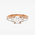 Load image into Gallery viewer, Micropavé Three-Stone Round Moissanite Engagement Ring