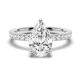 Load image into Gallery viewer, Micropavé Pear Cut Moissanite Engagement Ring With Hidden Halo