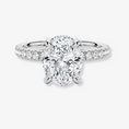 Load image into Gallery viewer, Sterling Silver Micropavé Oval Cut Moissanite Engagement Ring With Hidden Halo