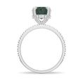 Load image into Gallery viewer, Sterling Silver Micropavé Oval Green Moissanite Engagement Ring With Hidden Halo