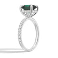 Load image into Gallery viewer, Sterling Silver Micropavé Oval Green Moissanite Engagement Ring With Hidden Halo