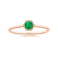 Milgrain Hexagon Round Lab-Grown Emerald Solitaire Promise Ring – 1.6 mm