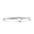 Minimal Open Heart Moissanite Bangle Bracelet with Hook and Eye Clasp