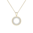 Moissanite Double Halo Circle Pendant Necklace