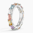 Multi-Color Emerald-Cut Lab Gemstone Eternity Wedding Band-3.2 mm