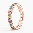 Multi-Color Round-Cut Lab Gemstone Eternity Wedding Band-3.2 mm