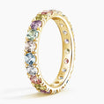 Multi-Color Round-Cut Lab Gemstone Eternity Wedding Band-3.2 mm