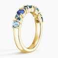 Ocean Glow Mixed Blue Gemstone Wedding Band - 3.2 mm