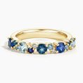 Ocean Glow Mixed Blue Gemstone Wedding Band - 3.2 mm