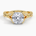 Old Mine Moissanite Floral Openwork Cathedral Engagement Ring