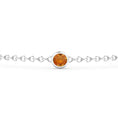 Lab-created Orange Sapphire and Moissanite Bezel Chain Bracelet