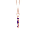 Oval Amethyst Open Circle with Moissanite Accents Pendant Necklace