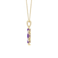 Oval Amethyst Open Circle with Moissanite Accents Pendant Necklace