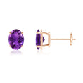 Oval Amethyst Solitaire Stud Earrings