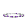 Oval Amethyst Swirl with Moissanite Accents Chain Bracelet