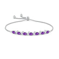 Oval Amethyst with Moissanite Pavé Accents Adjustable Tennis Bolo Bracelet