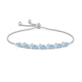 Oval Aquamarine with Moissanite Pavé Accents Tennis Bolo Bracelet