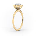 Oval Bezel Solitaire Lab-Grown Diamond Floral Gallery Engagement Ring