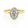 Oval Bezel Solitaire Lab-Grown Diamond Floral Gallery Engagement Ring