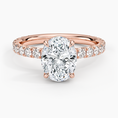 Oval Cut French Pavé Flush-Fit Moissanite Engagement Ring