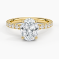 Oval Cut Three-Quarter Pavé Band Moissanite Engagement Ring with Hidden Halo