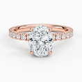 Oval Cut Three-Quarter Pavé Band Moissanite Engagement Ring with Hidden Halo