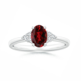 Load image into Gallery viewer, Oval Garnet Engagement Ring with Trio Moissanite Accents