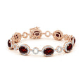 16.56 CTTW Oval Garnet Halo Open Circle Link Moissanite Tennis Bracelet