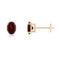 Oval Garnet Solitaire Stud Earrings