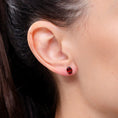 Oval Garnet Solitaire Stud Earrings