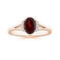 Oval Garnet with Clustered Moissanite Side Accents Engagement Ring