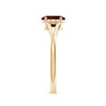 Oval Garnet with Clustered Moissanite Side Accents Engagement Ring