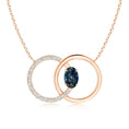 Oval Lab Alexandrite Interlocking Double Circle with Moissanite Accents Necklace